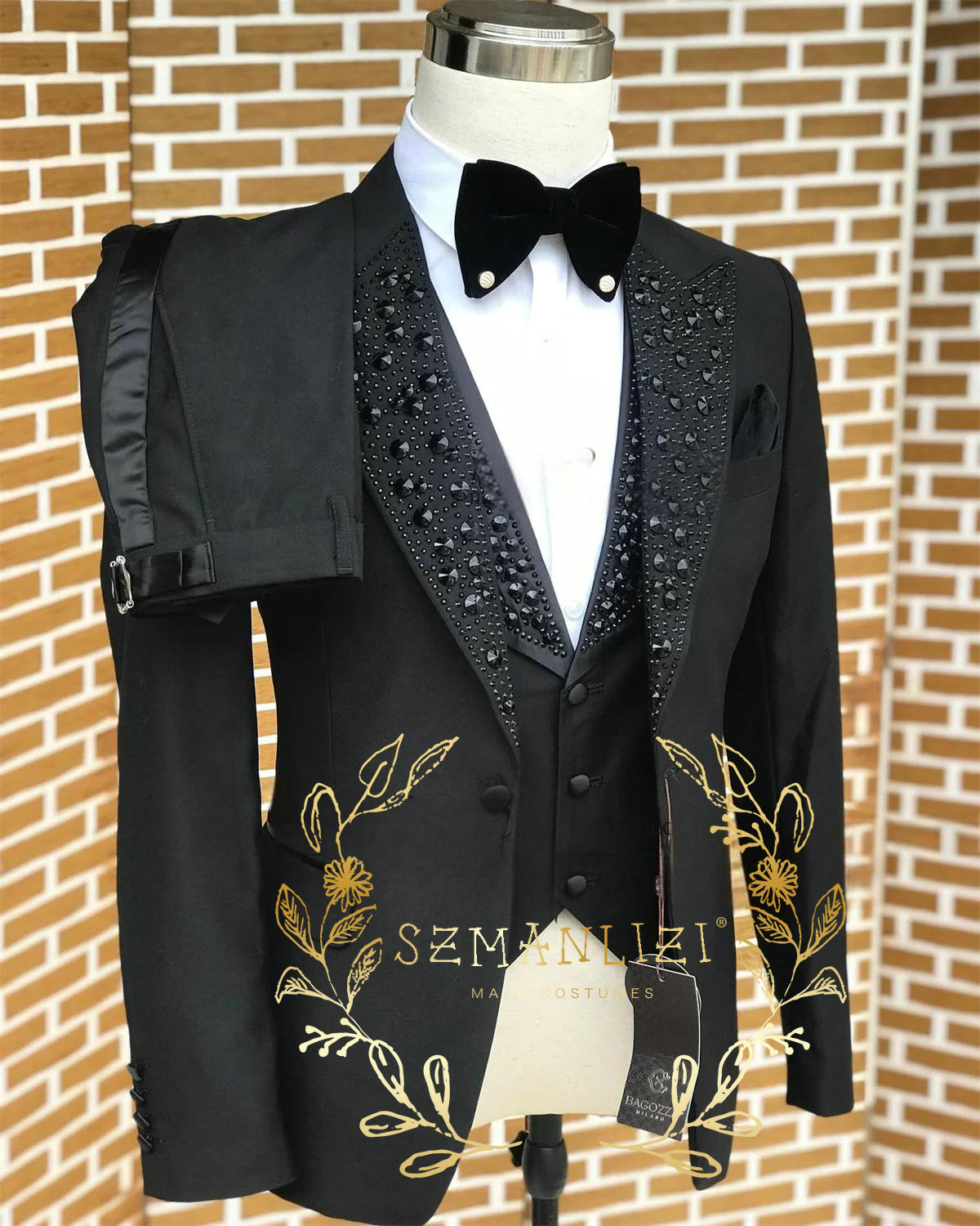 Mens Grooming Kit Luxury - Black Men Suits Luxury Stone Crystal