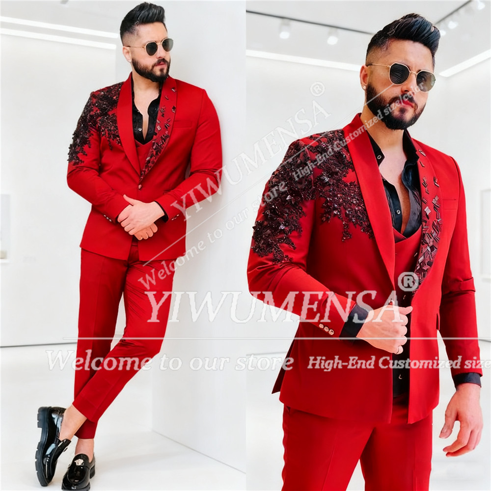 Mens Grooming Kit Luxury - Luxury Crystals Beaded Suits Men 3