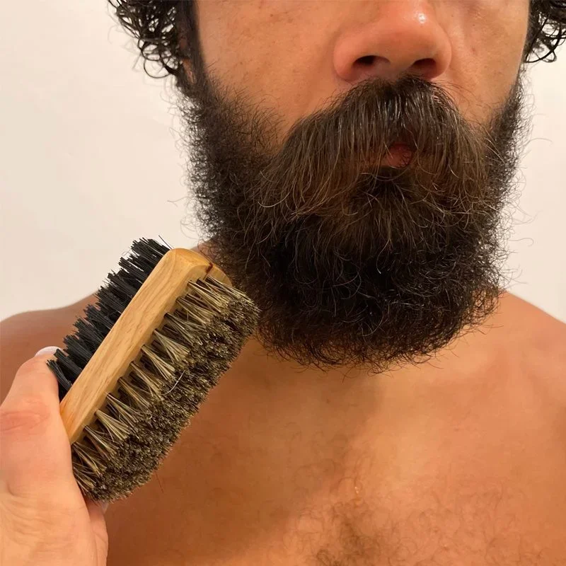 Beard Brush with Natural Woode - огляд і ціна Men'S Grooming Products